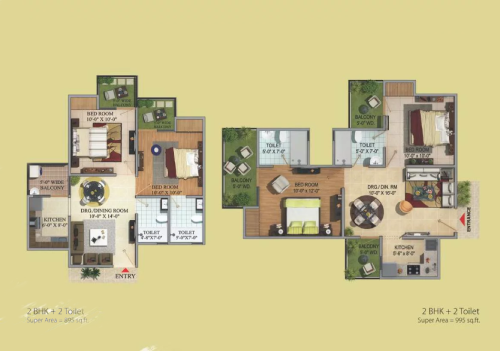 gaur chrysalis 3 BHK floor plan